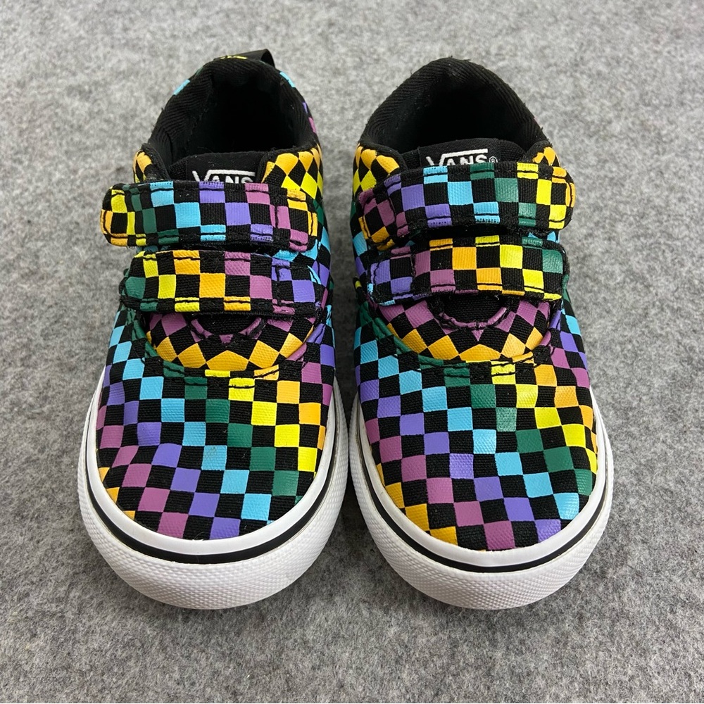 Vans Toddler Size 7 Rainbow Mini Check Multi Color Skate Shoes Super Soft